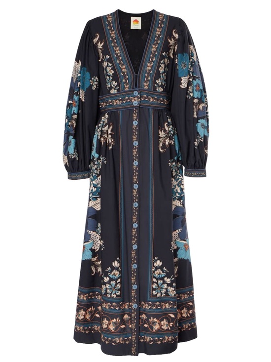 FARM Rio Dresses & Skirts - Farm Rio Blossom Tapestry Black Midi Dress